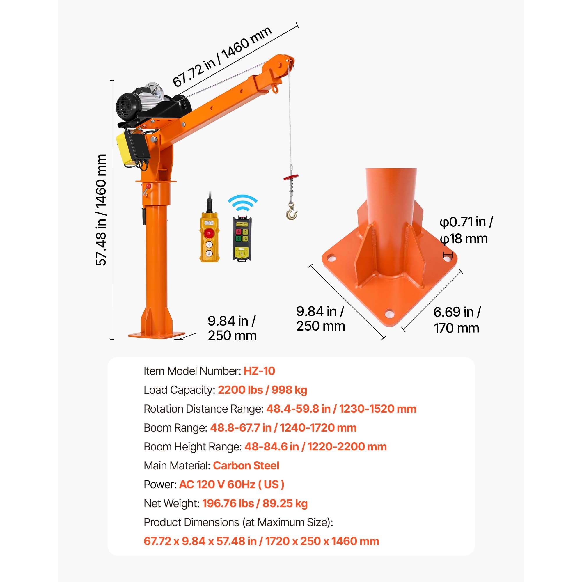 Electric Truck Crane, 2200 Lbs Pickup Truck Crane with 2200 LBS Electric Hoist view 6