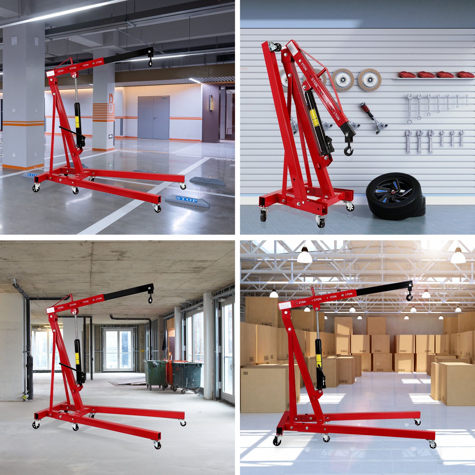 Engine Hoist 2 Ton 4400 Lb Folding Cherry Picker Engine Shop Crane Heavy Duty Hydraulic Tilting view 6