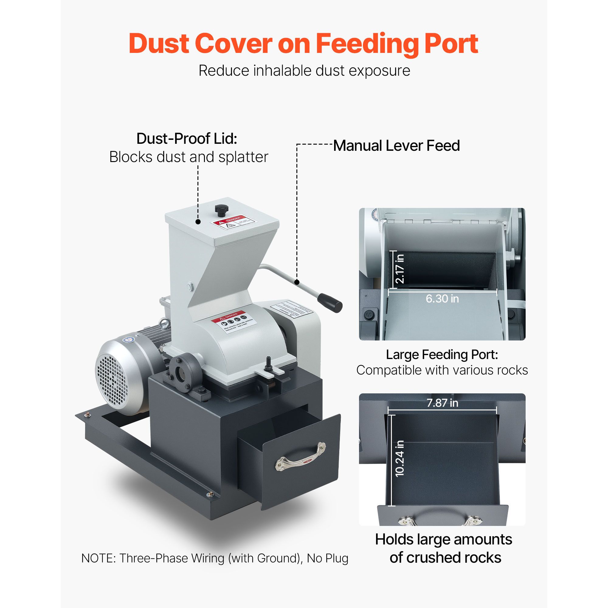 Hammer Crusher, 2.5KW 220V Electric Rock Stone Shatter Grinder view 5