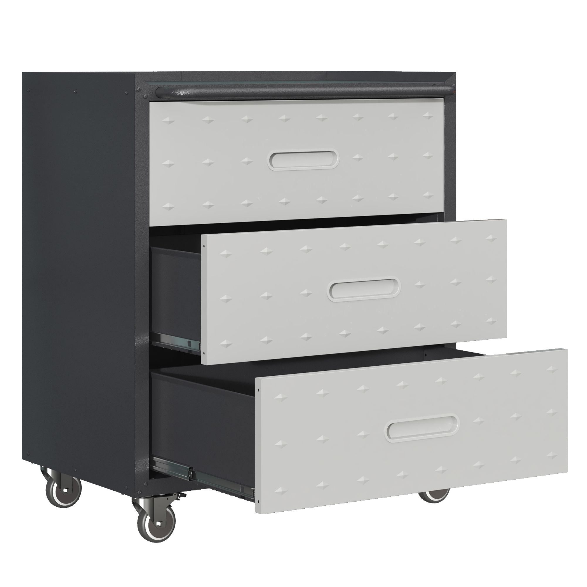 3-Drawer Mobile Steel Tool Cabinet with Locking Storage view 5