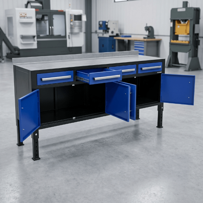 Heavy-Duty Steel Welding Table & Tool Bench – Industrial Workbench with Storage Drawers view 1