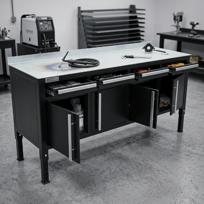 Heavy-Duty Steel Welding Table & Tool Bench – Industrial Workbench with Storage Drawers view 5