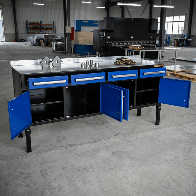 Heavy-Duty Steel Welding Table & Tool Bench – Industrial Workbench with Storage Drawers view 2