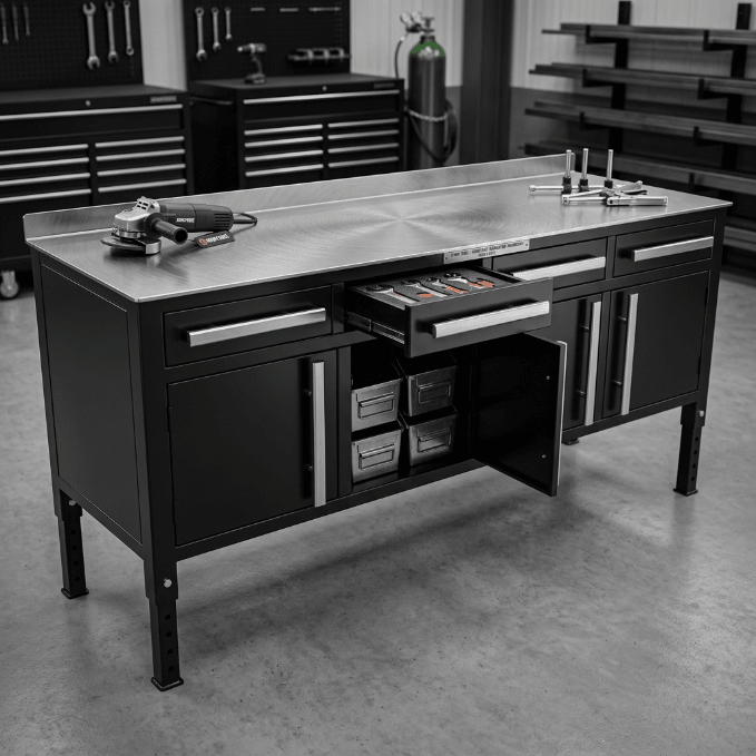 Heavy-Duty Steel Welding Table & Tool Bench – Industrial Workbench with Storage Drawers view 4