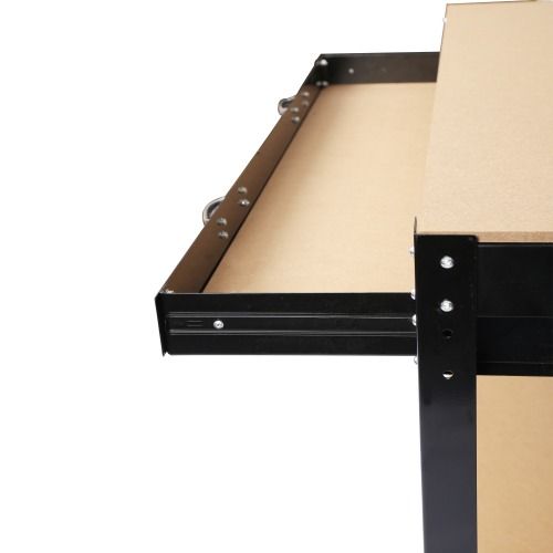 Heavy Duty Workbench with 300lbs Capacity Solid Steel Frame MDF Worktop Pegboard Hooks Drawer view 3
