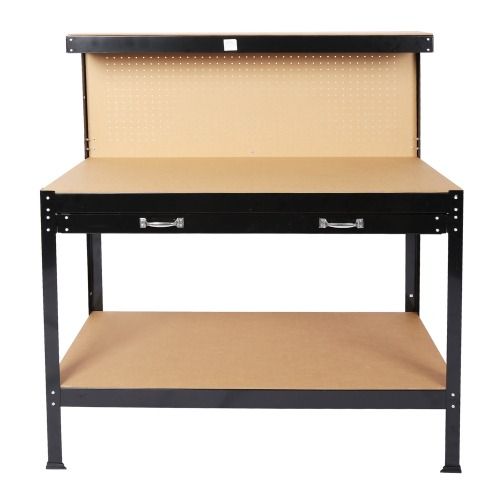 Heavy Duty Workbench with 300lbs Capacity Solid Steel Frame MDF Worktop Pegboard Hooks Drawer view 4