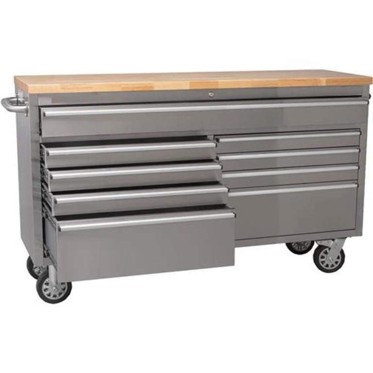 61-Inch Stainless Steel 9-Drawer Tool Chest with Power Strip HTC6109W view 3