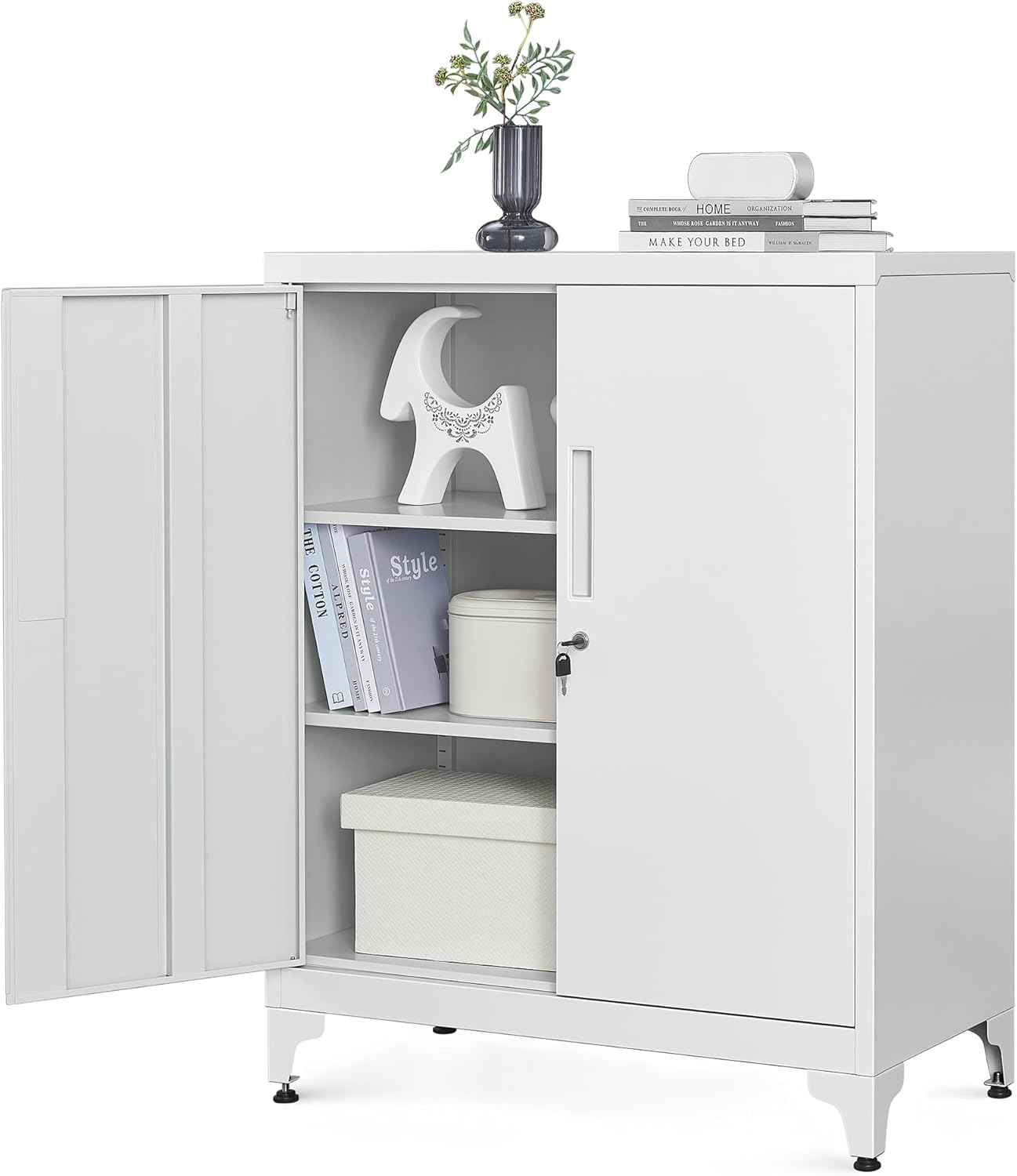 Lockable Metal Storage Cabinet with Adjustable Shelves, Garage Storage Cabinet, Office Filing Cabinet view 5