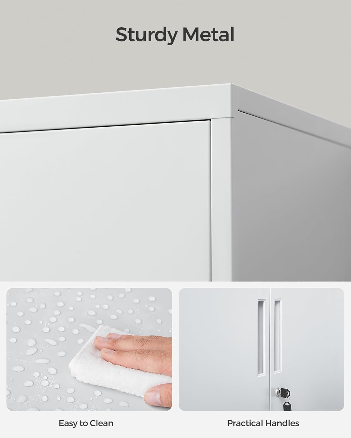 Lockable Metal Storage Cabinet with Adjustable Shelves, Garage Storage Cabinet, Office Filing Cabinet view 3