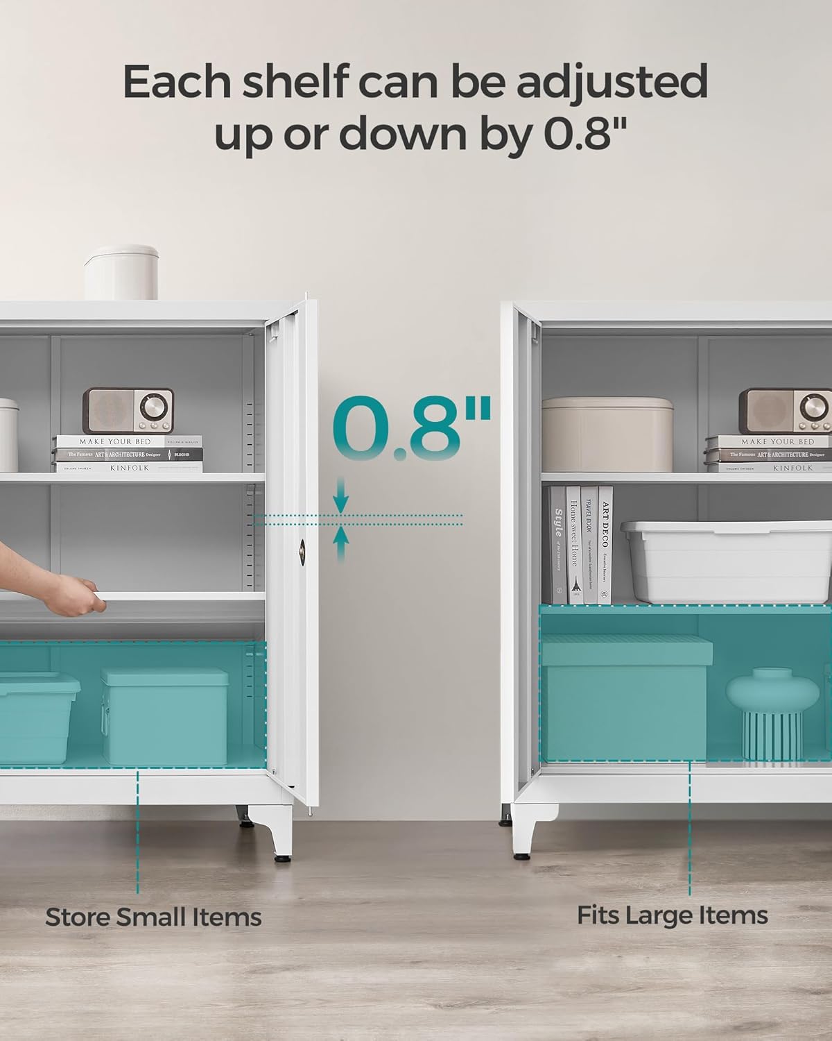 Lockable Metal Storage Cabinet with Adjustable Shelves, Garage Storage Cabinet, Office Filing Cabinet view 8