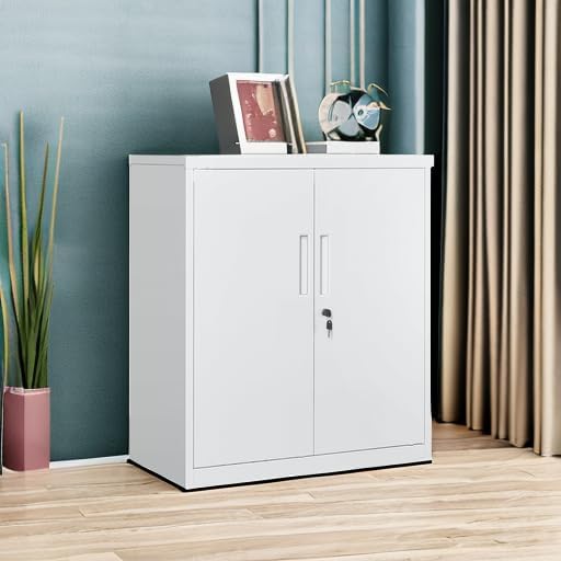 Lockable Metal Storage Cabinet with Adjustable Shelves, Garage Storage Cabinet, Office Filing Cabinet
