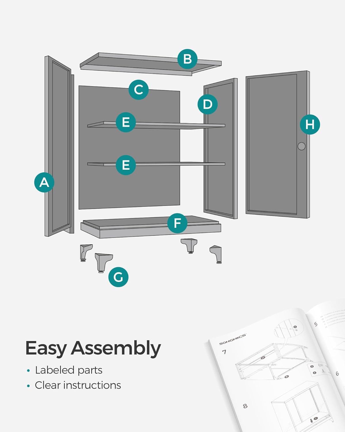 Lockable Metal Storage Cabinet with Adjustable Shelves, Garage Storage Cabinet, Office Filing Cabinet view 4