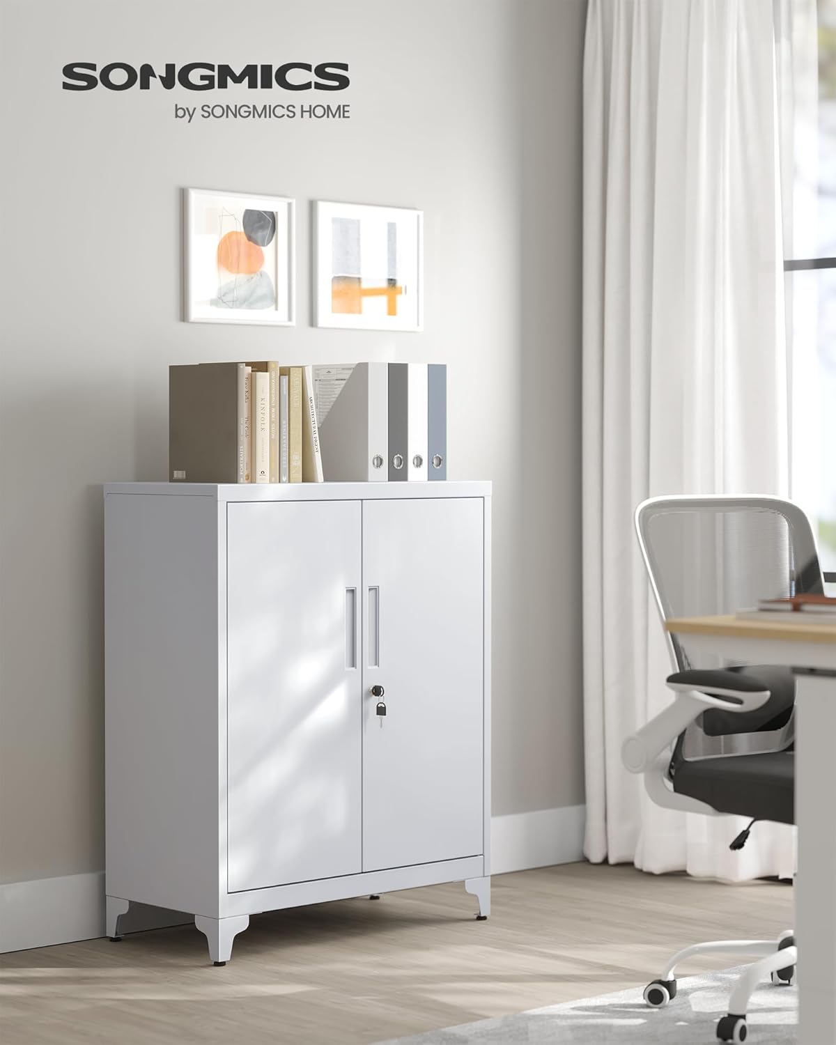 Lockable Metal Storage Cabinet with Adjustable Shelves, Garage Storage Cabinet, Office Filing Cabinet view 7