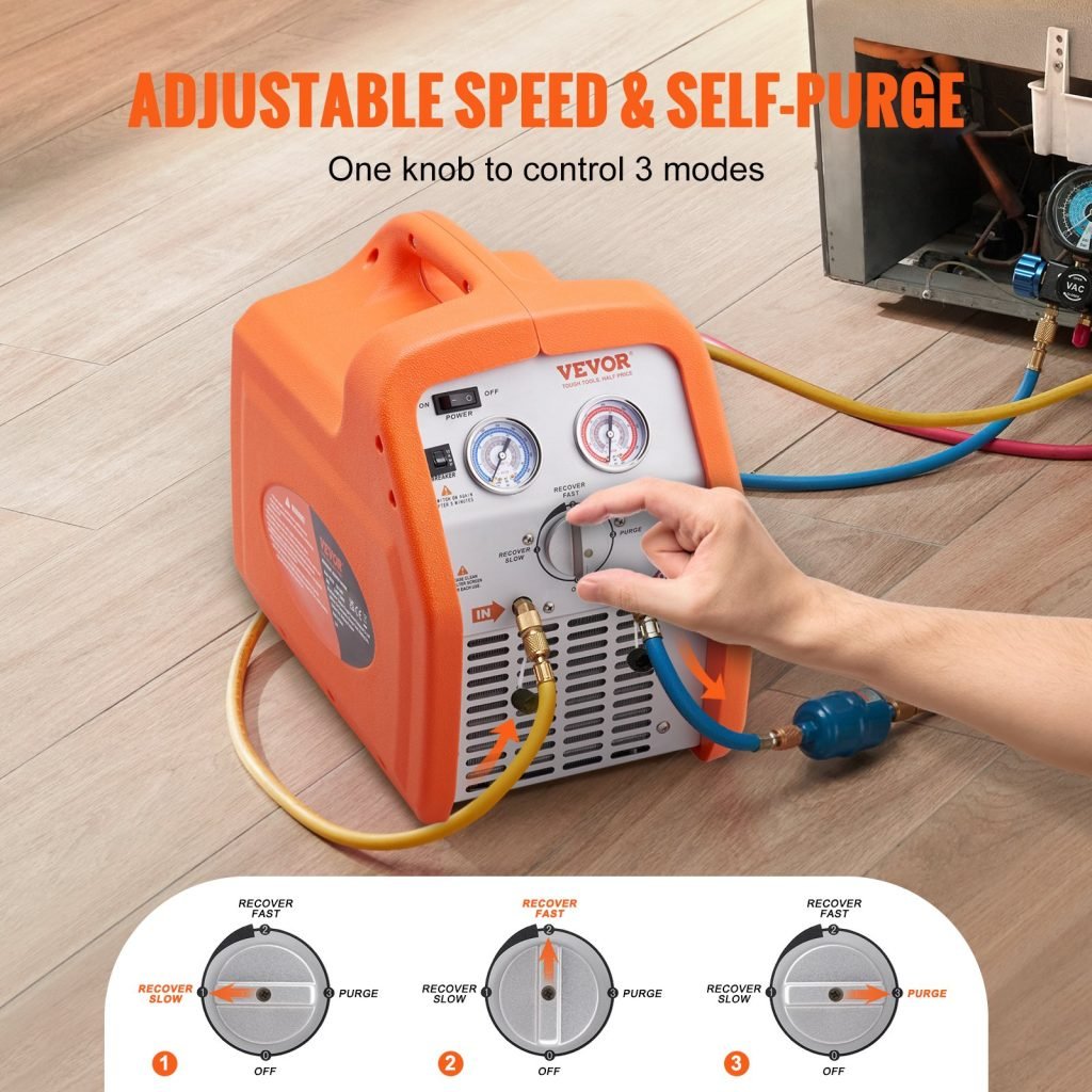 1 HP Dual Cylinder AC Refrigerant Recovery Machine – High-Efficiency HVAC Recovery Unit 628529 view 4