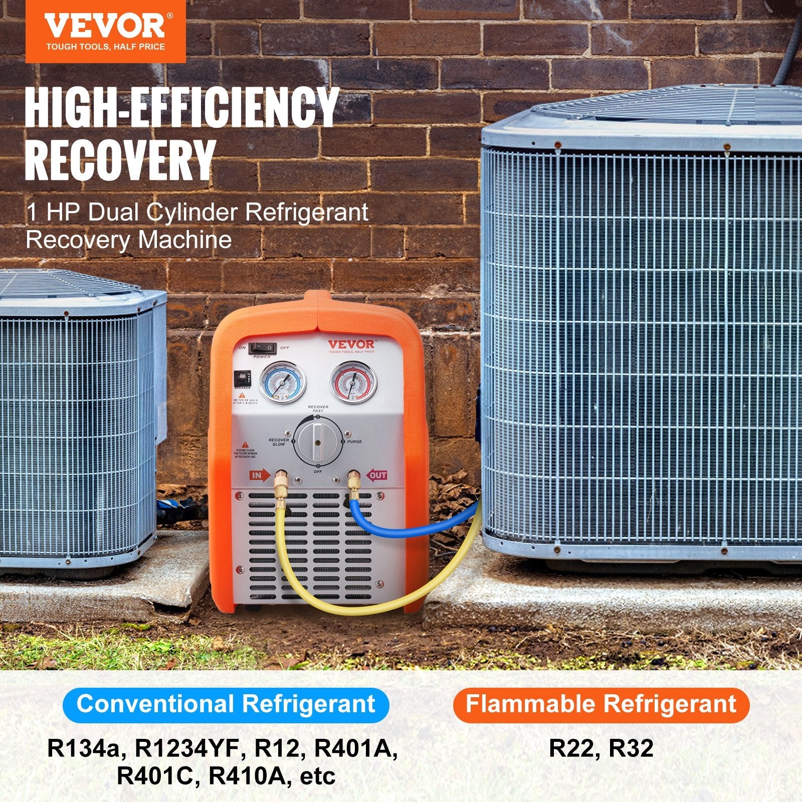 1 HP Dual Cylinder AC Refrigerant Recovery Machine – High-Efficiency HVAC Recovery Unit 628529 view 8