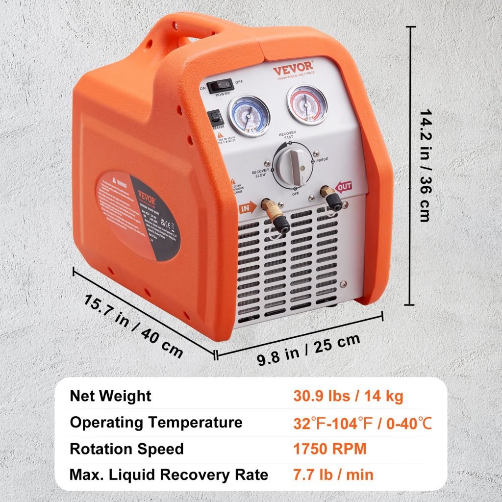 1 HP Dual Cylinder AC Refrigerant Recovery Machine – High-Efficiency HVAC Recovery Unit 628529 view 3