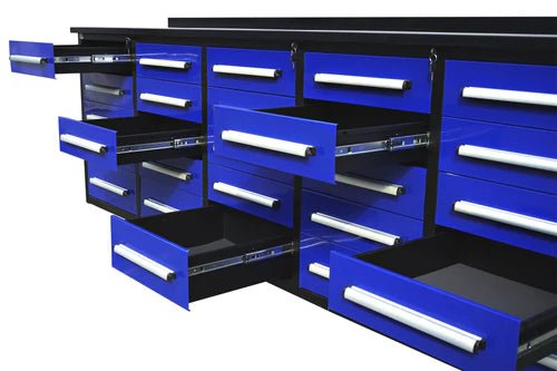 10 FT Heavy-Duty Steel Garage Tool Bench Work bench With 15/20/30/25/35 Drawers – Industrial Storage Table view 5
