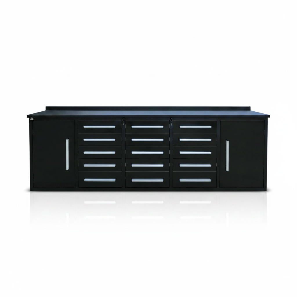 10 FT Heavy-Duty Steel Garage Tool Bench Work bench With 15/20/30/25/35 Drawers – Industrial Storage Table view 2
