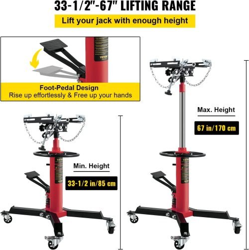 1320 lbs 2-Stage Telescopic Transmission Jack with Hydraulic Lift | Adjustable Heavy-Duty Design view 5