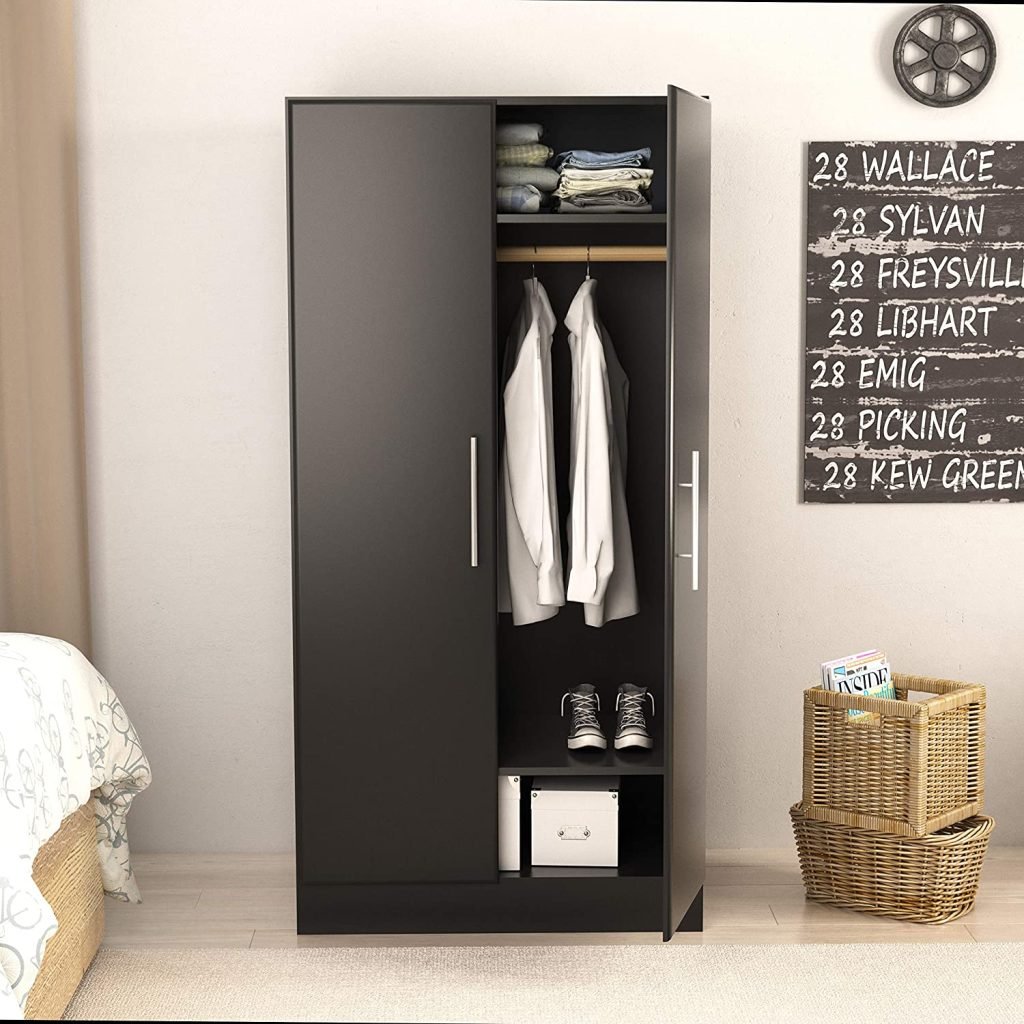 32″ Wardrobe Storage Cabinet – Modern Closet Organizer with Shelves & Hanging Space S3119 view 3
