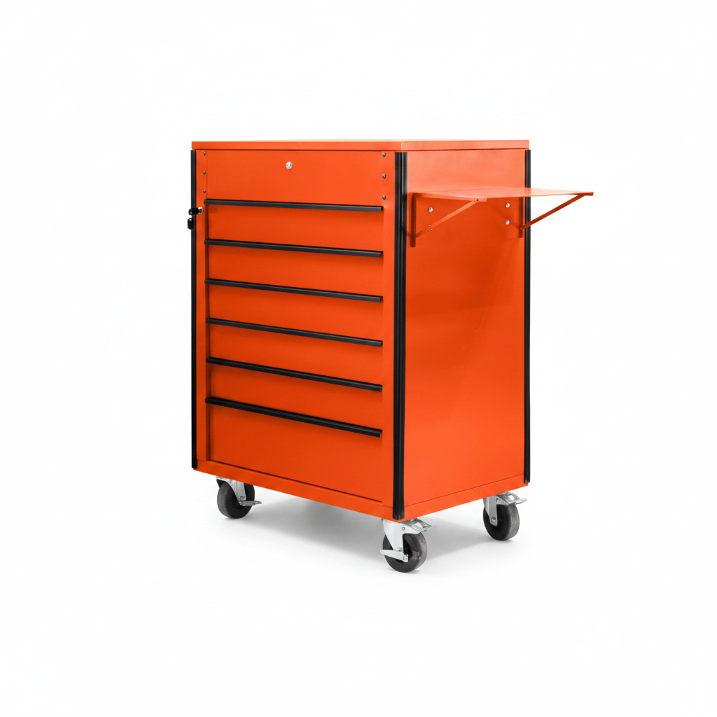 34″ 6-Drawer Rolling Tool Bench & Service Cart – Heavy-Duty Steel, Power Strip, Locking Drawers view 6