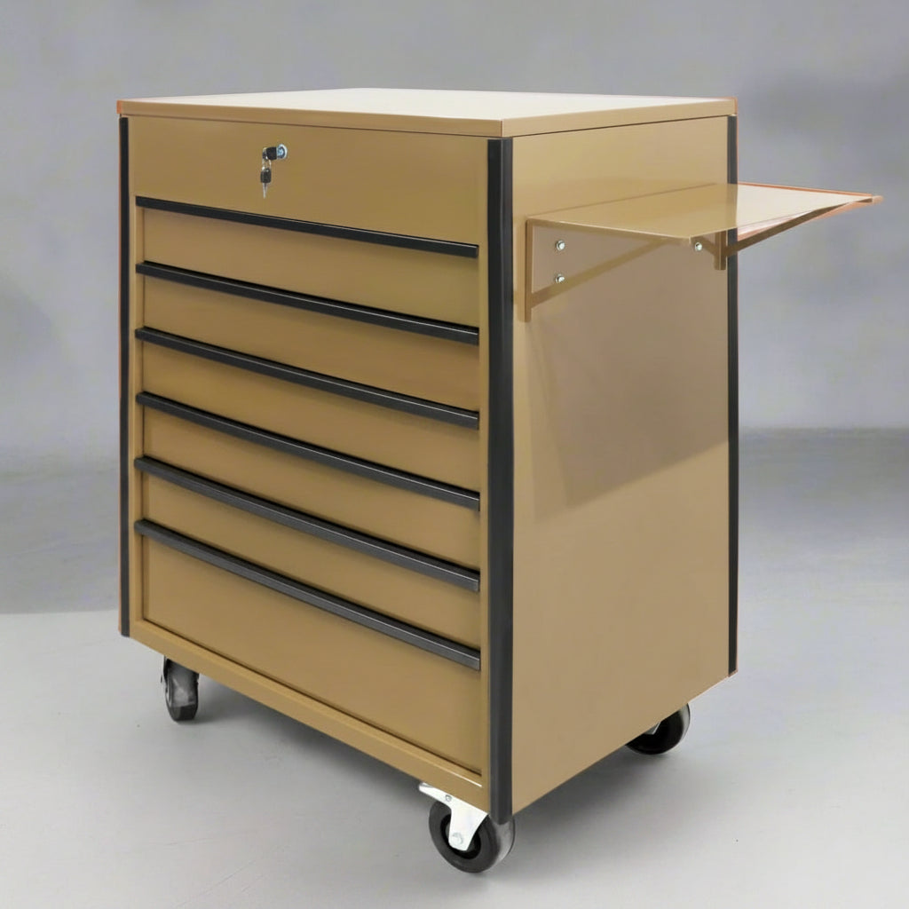 34″ 6-Drawer Rolling Tool Bench & Service Cart – Heavy-Duty Steel, Power Strip, Locking Drawers view 3
