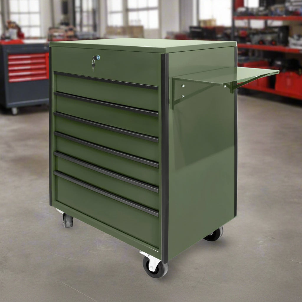34″ 6-Drawer Rolling Tool Bench & Service Cart – Heavy-Duty Steel, Power Strip, Locking Drawers view 5