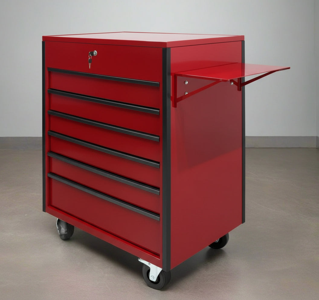 34″ 6-Drawer Rolling Tool Bench & Service Cart – Heavy-Duty Steel, Power Strip, Locking Drawers view 2