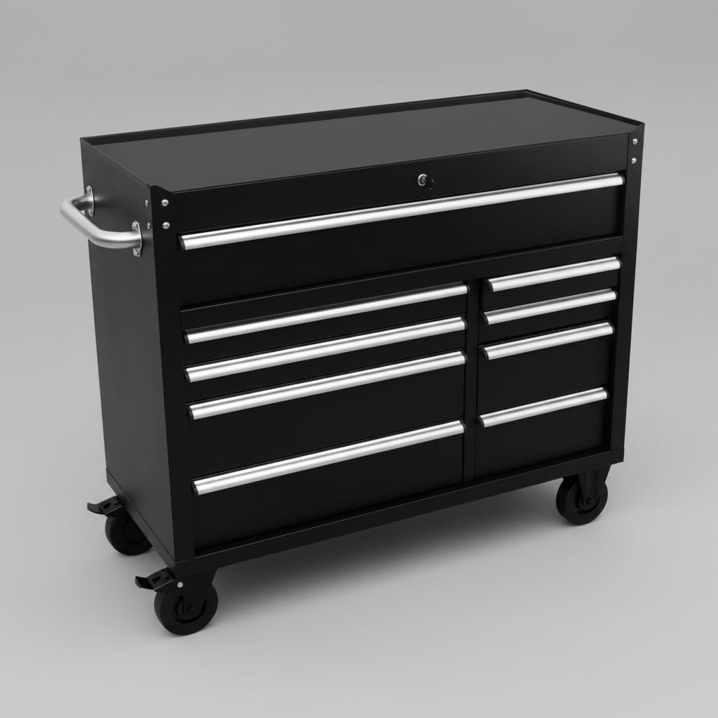 42″ 9-Drawer Rolling Tool Bench – Heavy-Duty Garage Storage Cabinet view 3