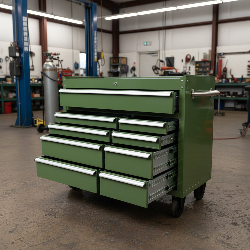 42″ 9-Drawer Rolling Tool Bench – Heavy-Duty Garage Storage Cabinet view 1