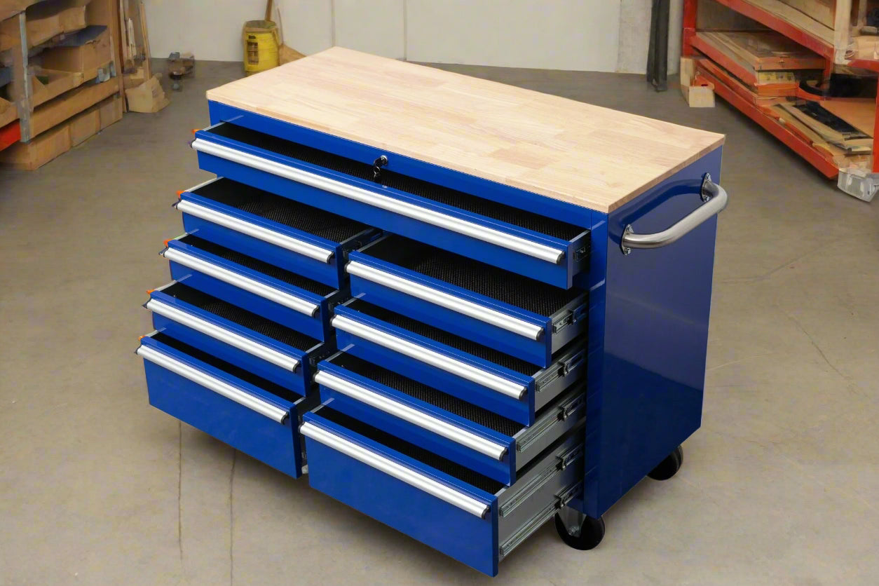 46″ Rolling Tool Workbench – Heavy-Duty Mobile Storage Cabinet with 9 Drawers view 5