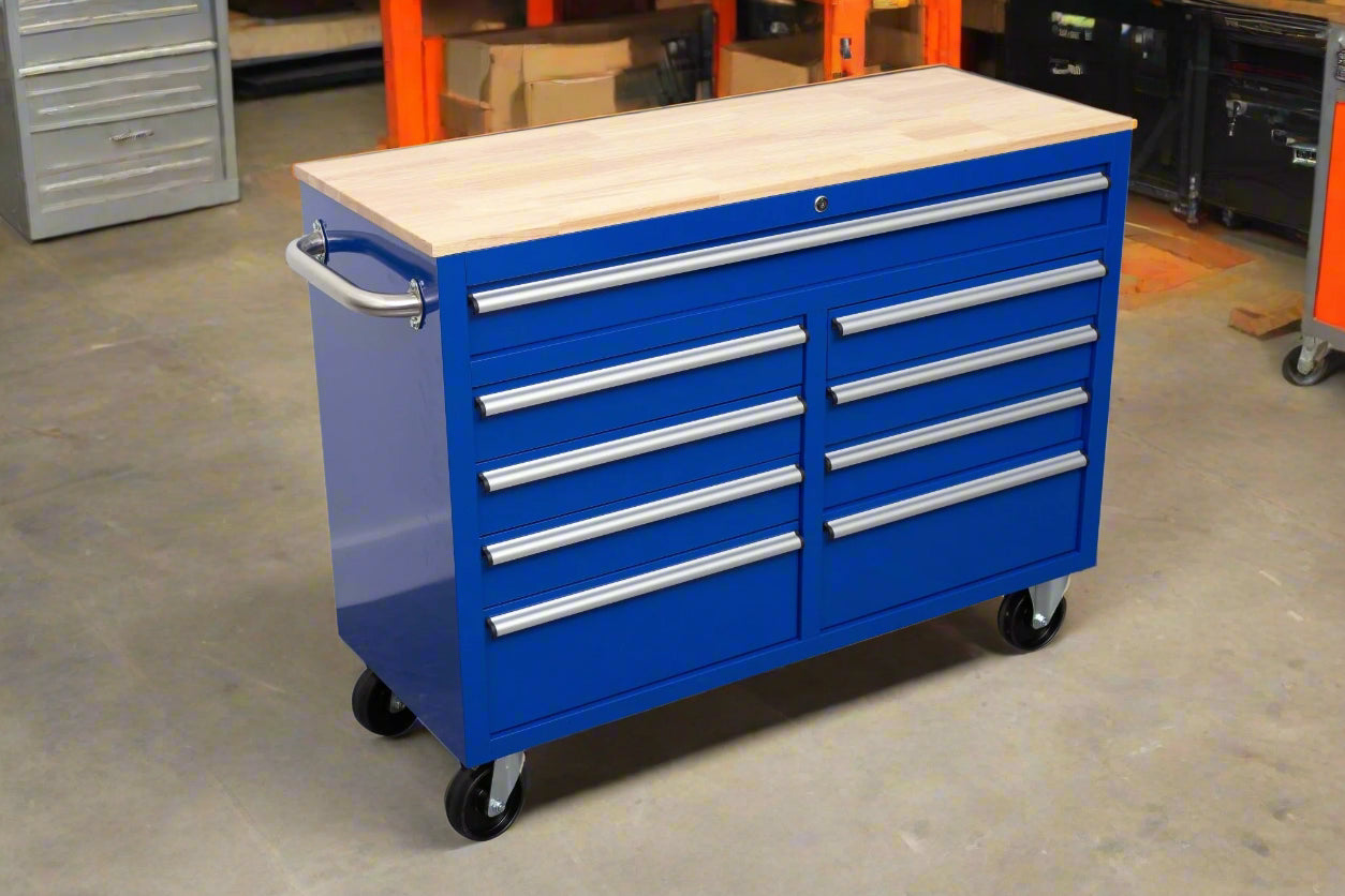 46″ Rolling Tool Workbench – Heavy-Duty Mobile Storage Cabinet with 9 Drawers view 6
