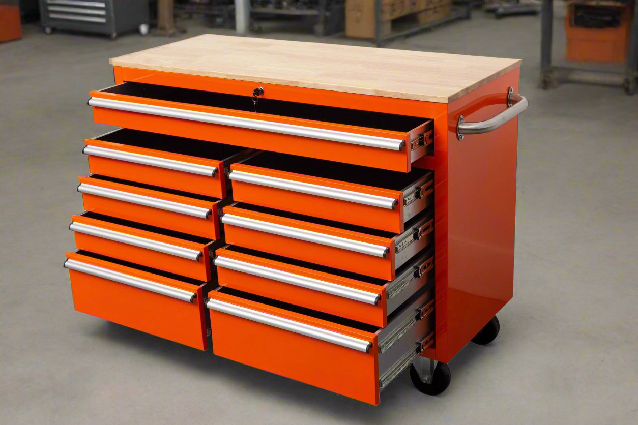 46″ Rolling Tool Workbench – Heavy-Duty Mobile Storage Cabinet with 9 Drawers view 1