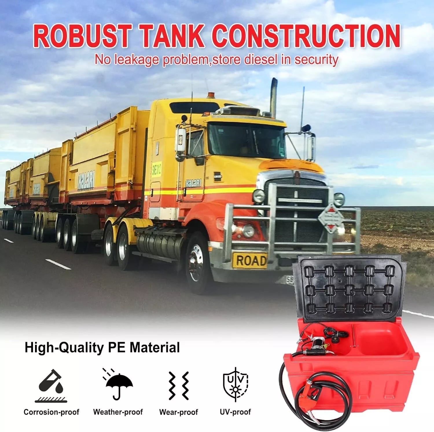 48-Gallon Fuel Transfer Tank with Pump — Gas & Diesel — Heavy-Duty Design view 2