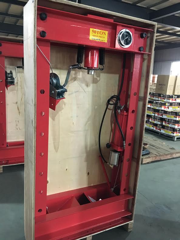 50 Ton Hydraulic Shop Press – Dual-Speed Air Press Machine with Arbor Plates, 100 view 5