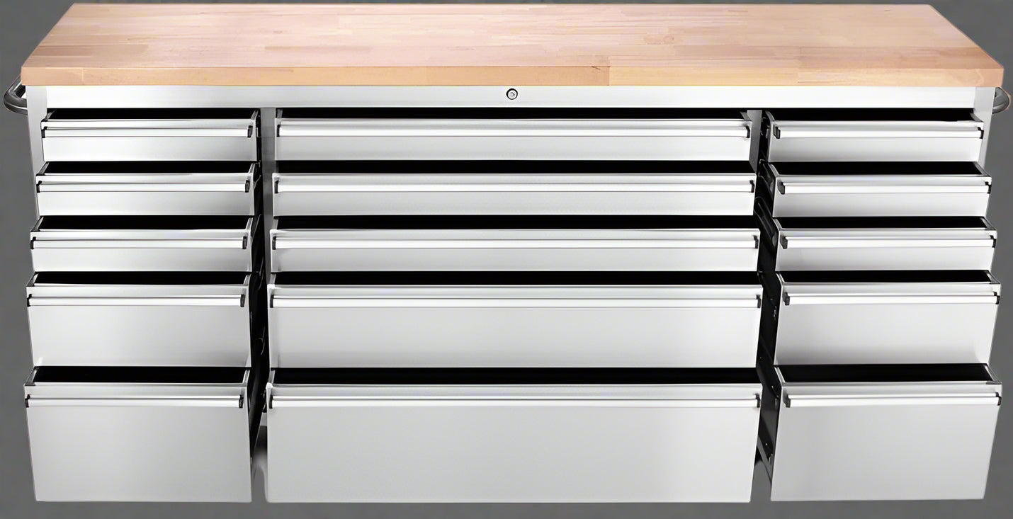 6 FT Stainless Steel Tool Bench – 15-Drawer Heavy-Duty Workstation HTC7215W view 7