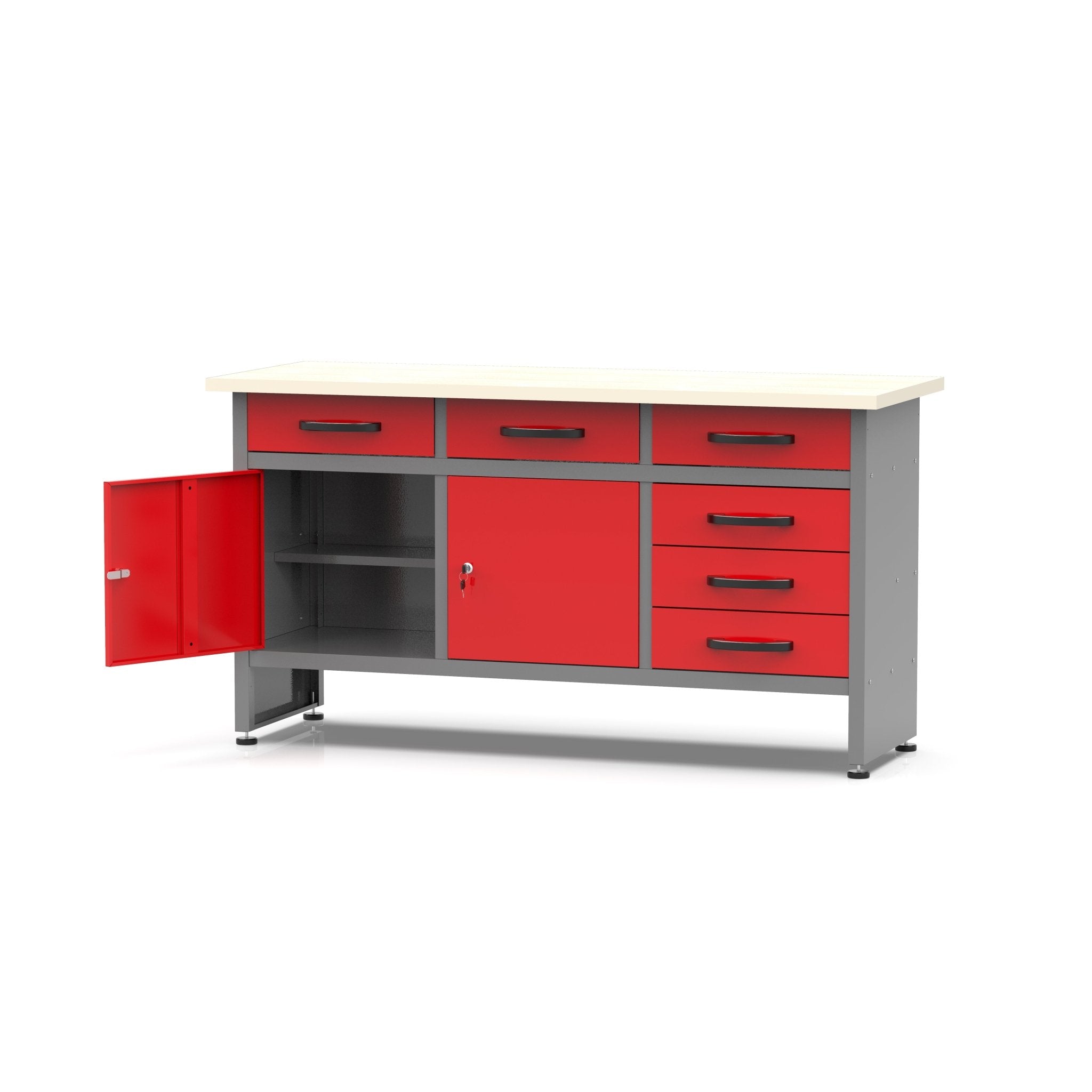 63″ Heavy-Duty Metal Workbench with 6 Drawers & 2 Cabinets – Tool Storage Organizer TC008 view 2