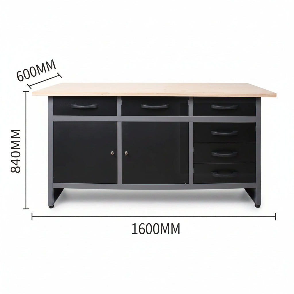 63″ Heavy-Duty Metal Workbench with 6 Drawers & 2 Cabinets – Tool Storage Organizer TC008 view 4