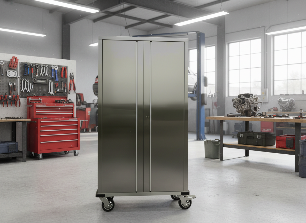 72″ Stainless Steel Rolling Cabinet – Heavy-Duty Lockable Storage | 72SSC view 2