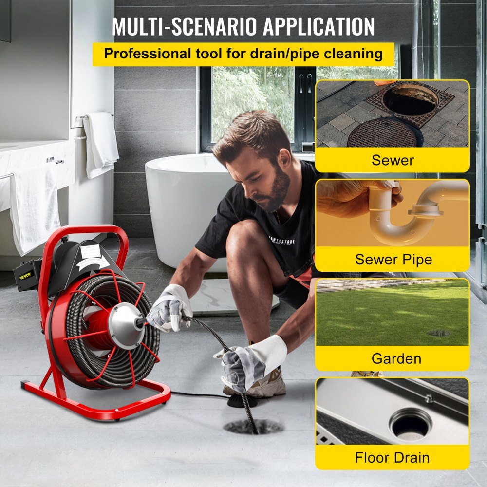 75 Ft Electric Drain Cleaner Machine | Heavy-Duty Plumbing Snake for Pipes & Drains view 2