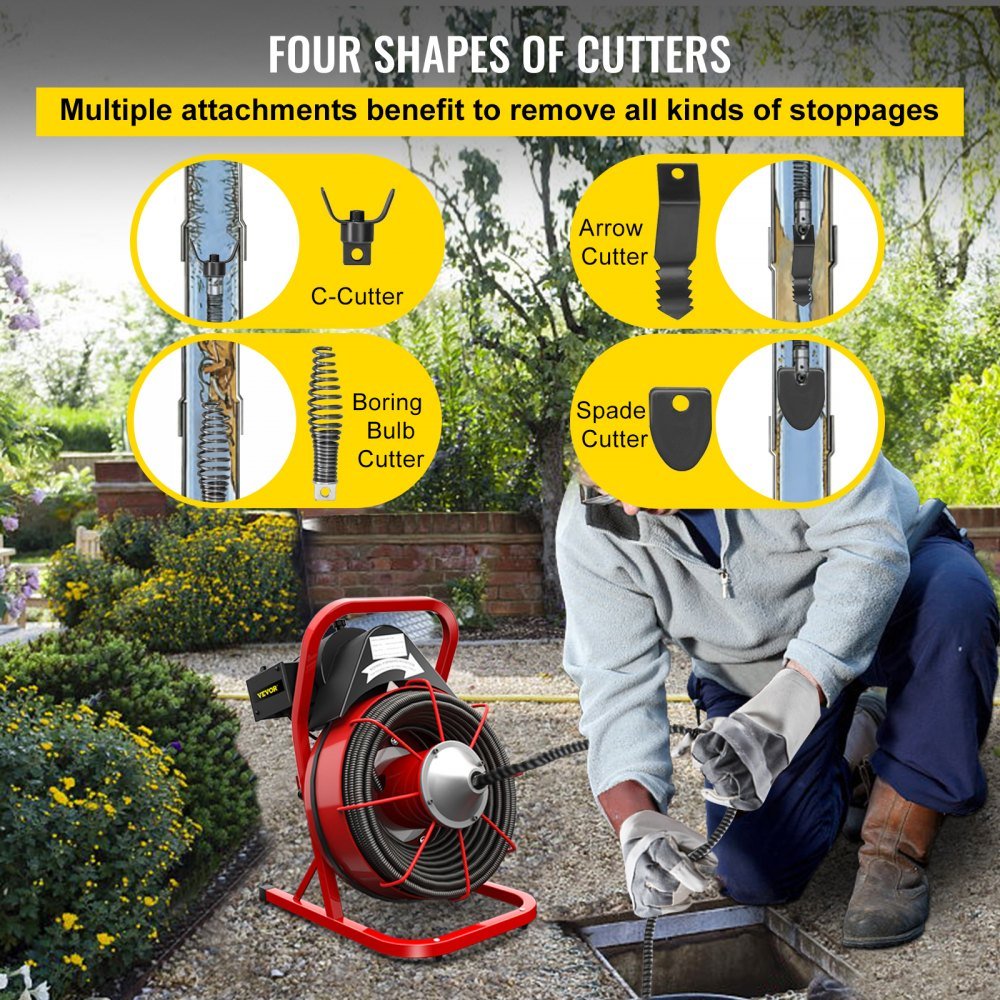 75 Ft Electric Drain Cleaner Machine | Heavy-Duty Plumbing Snake for Pipes & Drains view 5