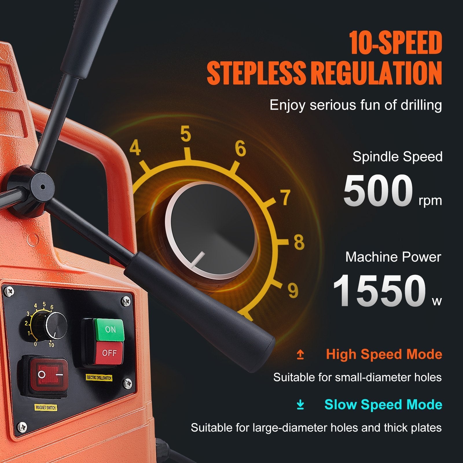 Magnetic Drill Press 1550W | Heavy-Duty Portable Mag Drill with 50mm Capacity view 3