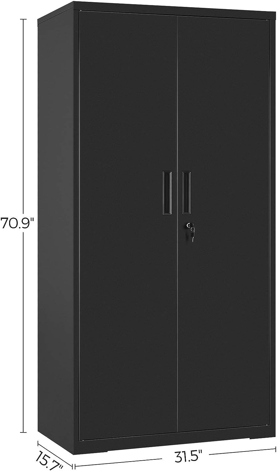 Heavy-Duty Metal Garage Storage Cabinet – Double Door Organizer for Tools & Equipment | Black Steel Cabinet (SKU: view 3