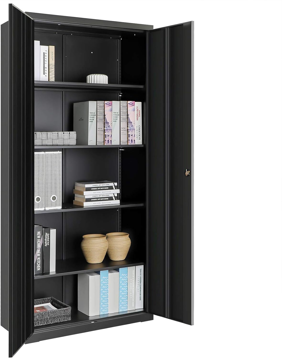 Heavy-Duty Metal Garage Storage Cabinet – Double Door Organizer for Tools & Equipment | Black Steel Cabinet (SKU: view 5