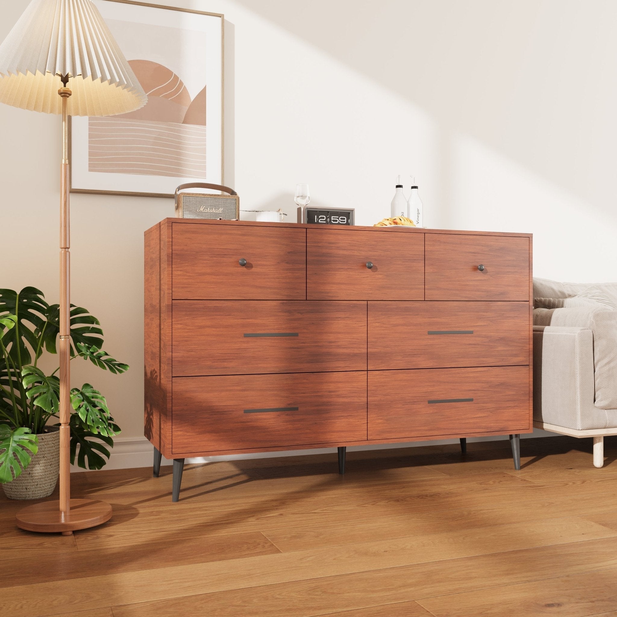 Modern 7-Drawer Storage Cabinet | Dresser with Wooden Legs for Bedroom, Office, or Entryway view 2