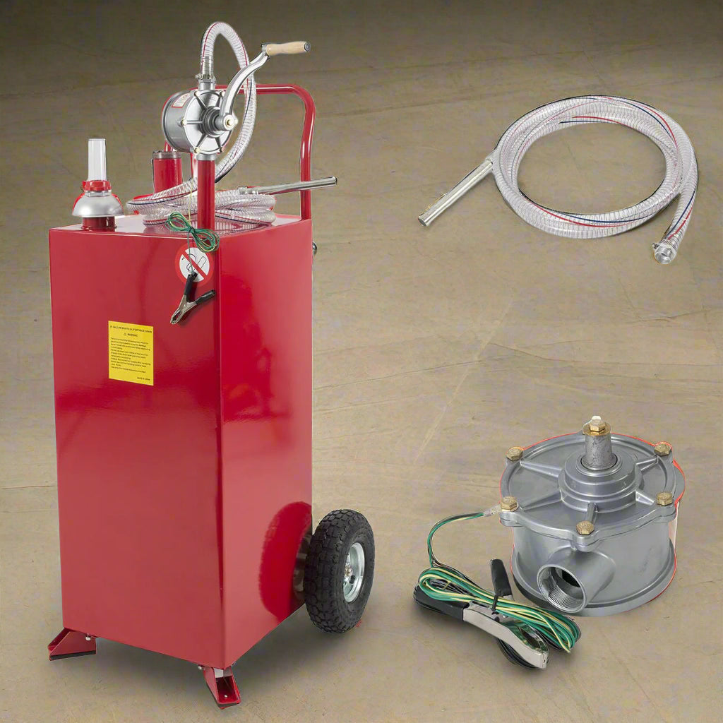 30-Gallon Portable Gas Caddy Fuel Transfer Tank – Manual Rotary Pump Included view 6