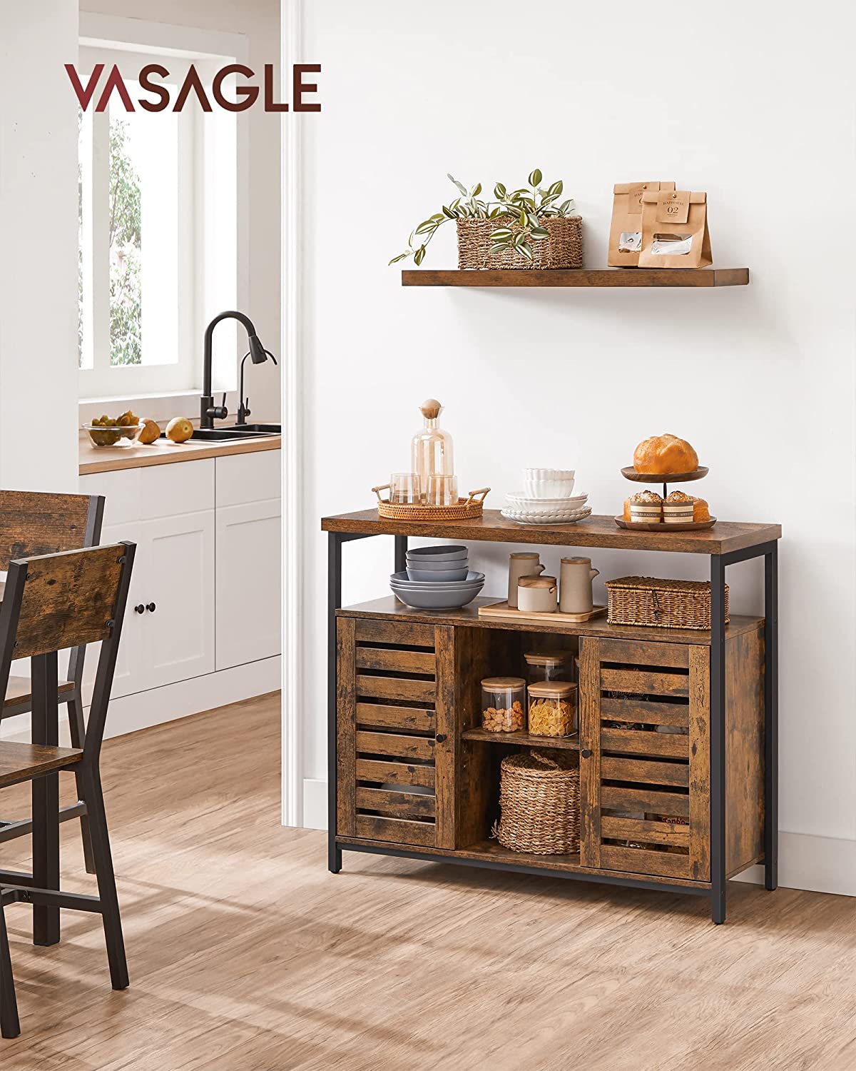 Rustic Buffet Storage Cabinet Sideboard view 6