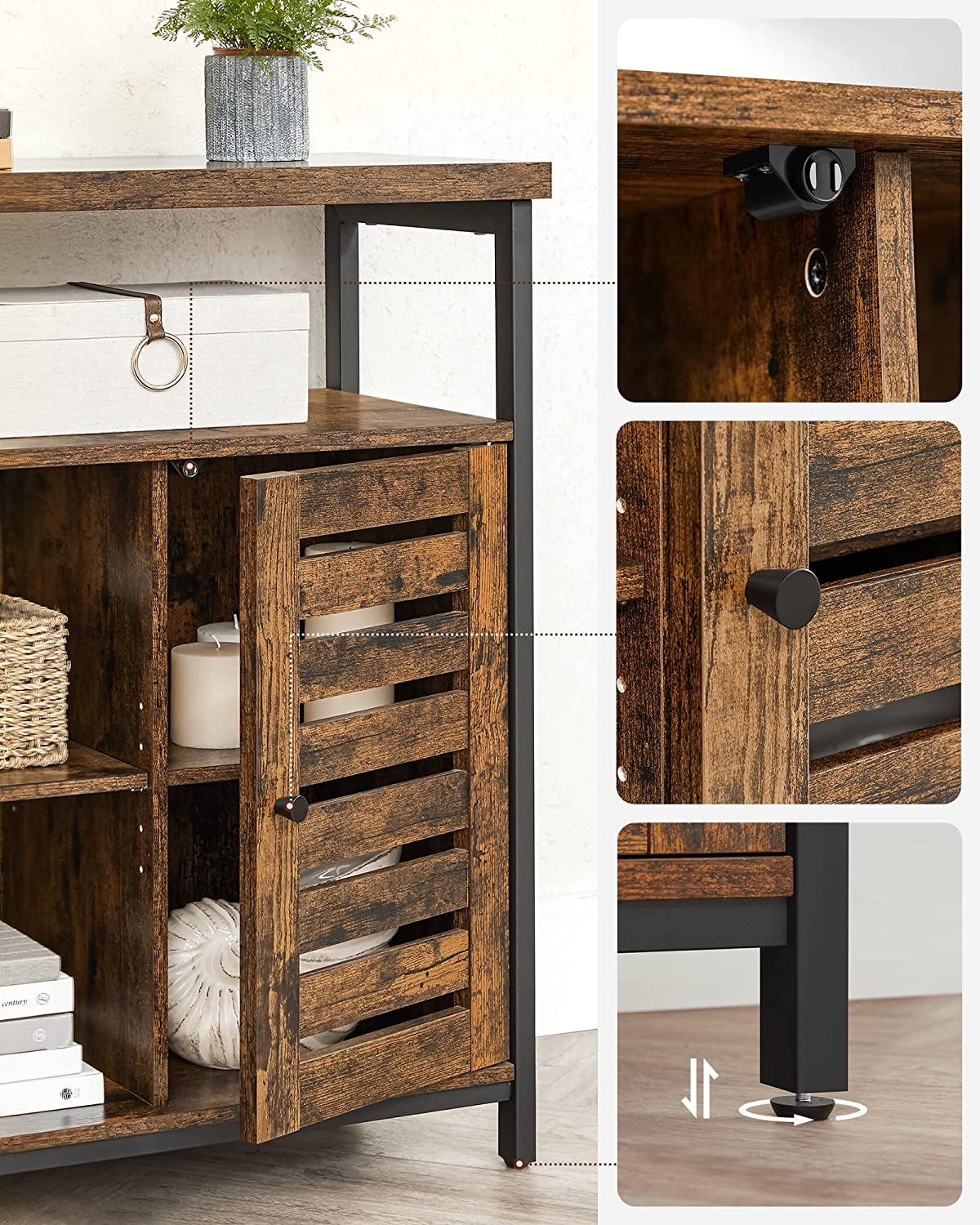 Rustic Buffet Storage Cabinet Sideboard view 8