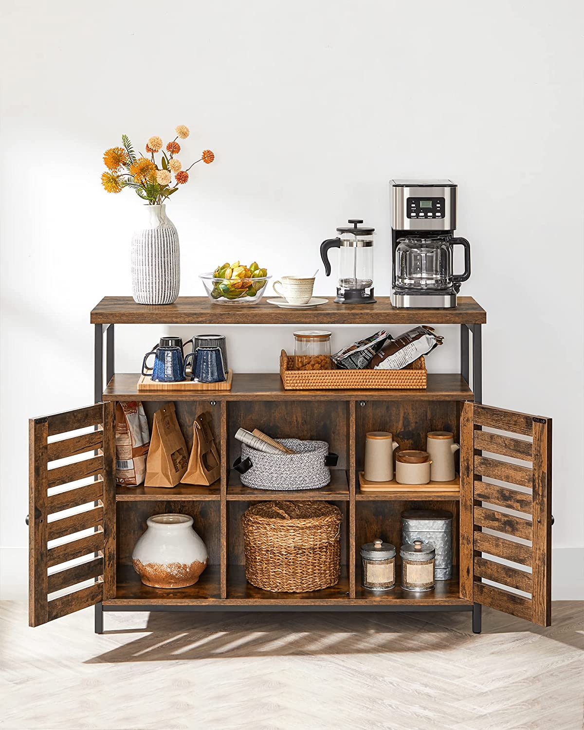 Rustic Buffet Storage Cabinet Sideboard view 5