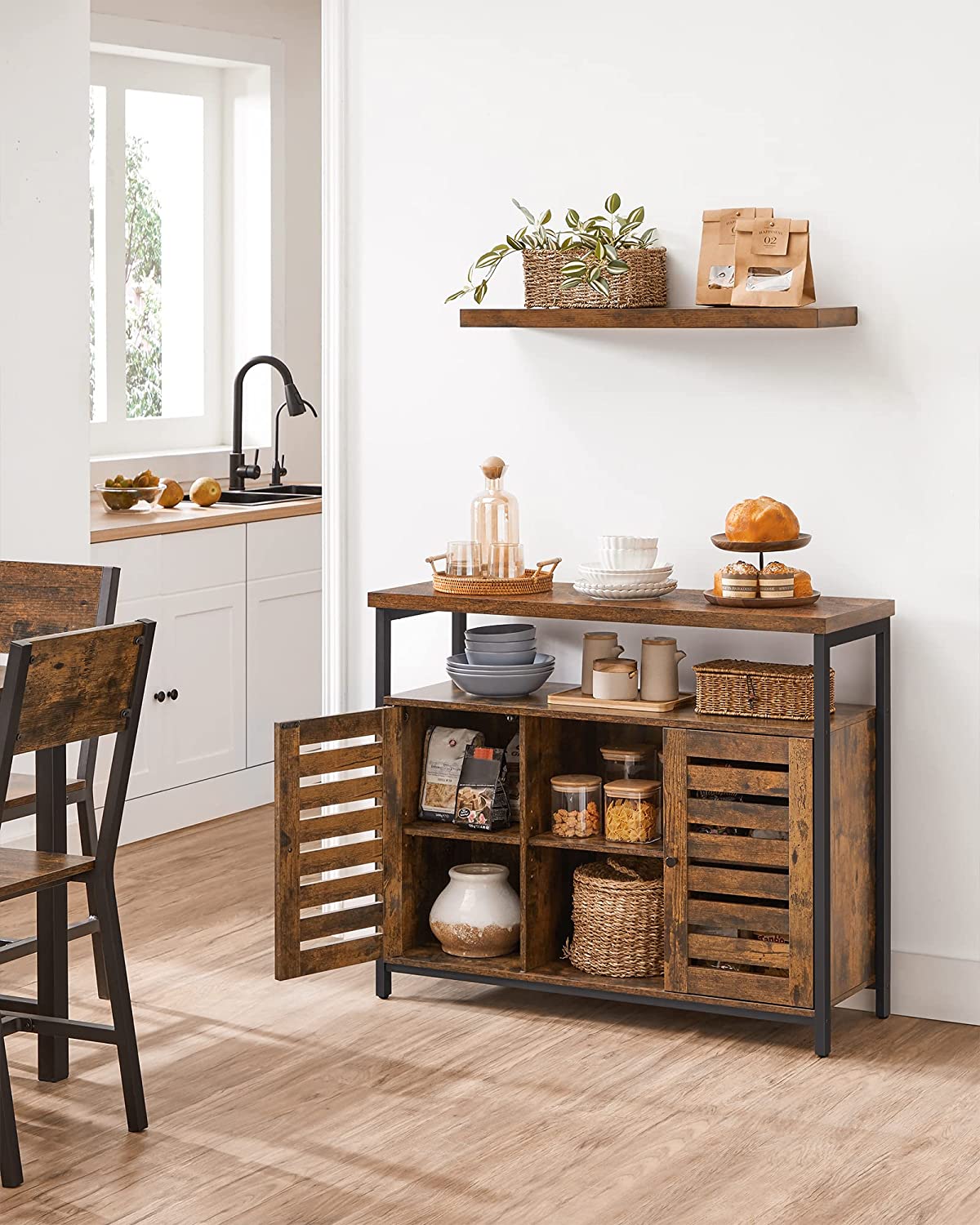 Rustic Buffet Storage Cabinet Sideboard view 2